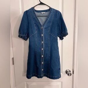 Button up mini jeans dress